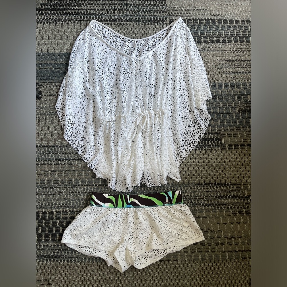 🌙 Banana Moon Lacy Bathing Suit Cover Up and Shorts, Size 1 - See Measurements